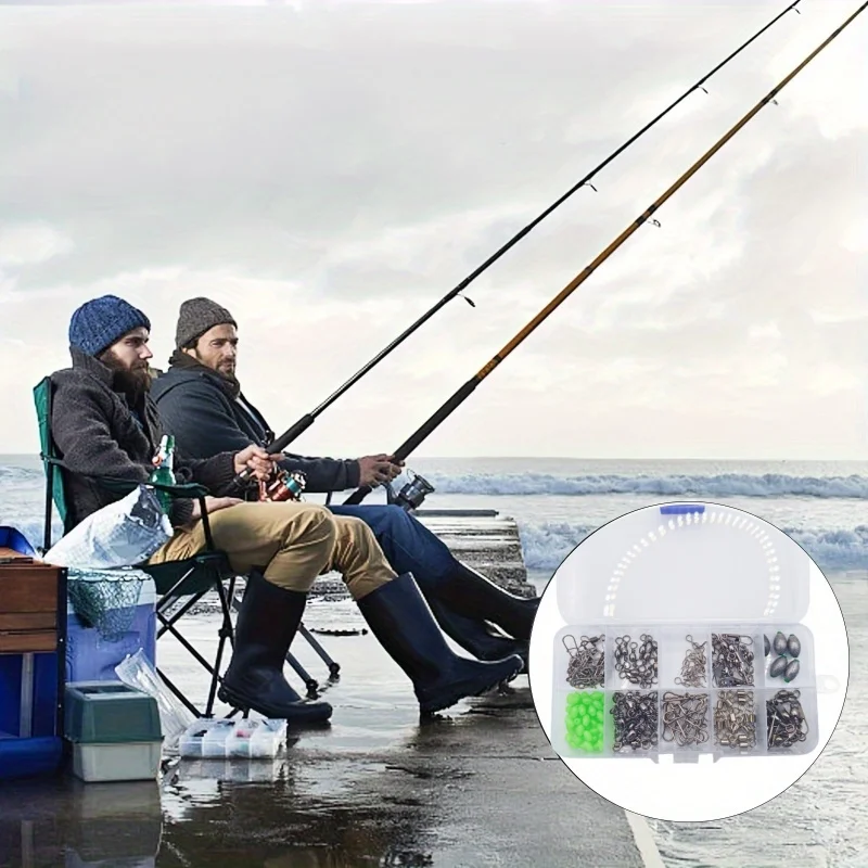 Juego de conectores de pesca de 150 Uds., spinner de cambio rápido, plomo para huevos, cuentas luminosas - imagen 3