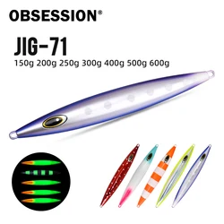 OBSESSION J71 150g 200g 250g 300g 400g 500g 600g plantilla de Metal de hundimiento rápido señuelo de pesca de fundición larga cebo de plantilla de Metal brillante de agua salada