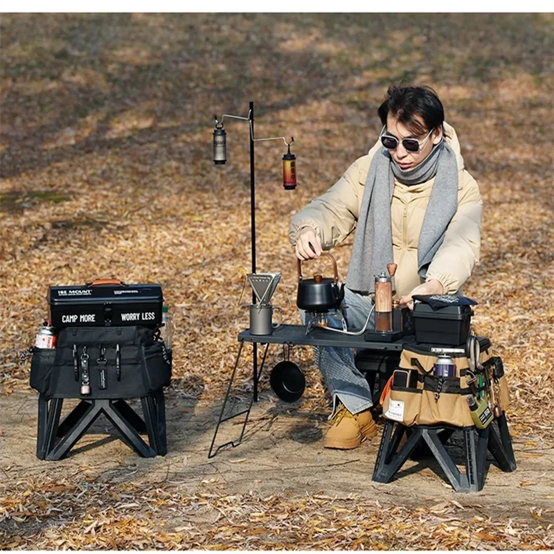 Taburete plegable táctico de tela Oxford para acampar al aire libre, cubierta protectora, Kit de herramientas portátil de expansión de mano, silla de pesca - imagen 5