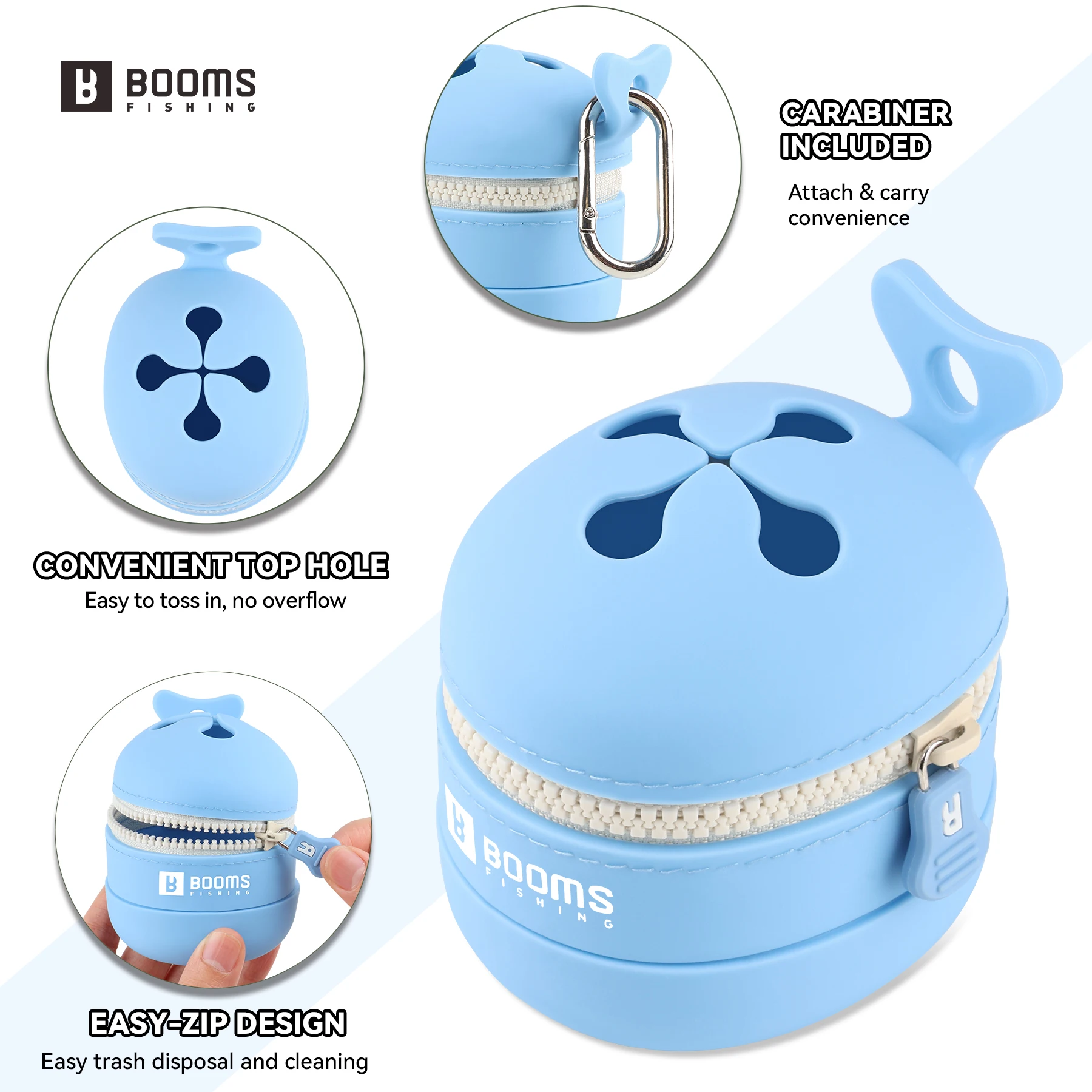 Cajas de pesca con mosca plegables de silicona con cremallera, cubo de basura multifuncional portátil, caja de almacenamiento, señuelo recolector de residuos de pesca con mosca - imagen 3