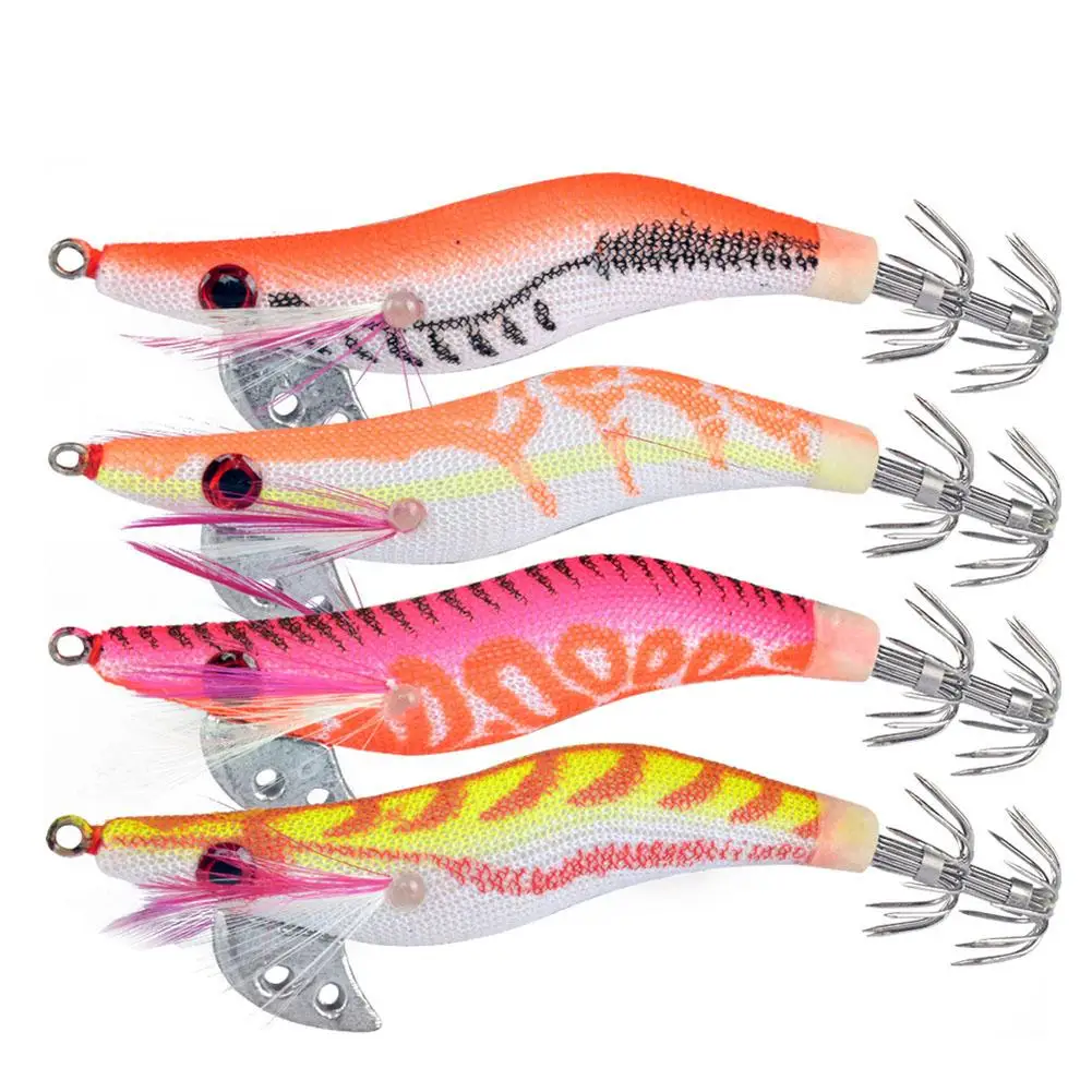 Señuelos luminosos para pesca en agua salada, cebos blandos de 8cm/6,5g, 4 piezas, calamar, pulpo, camarón, lubina - imagen 5