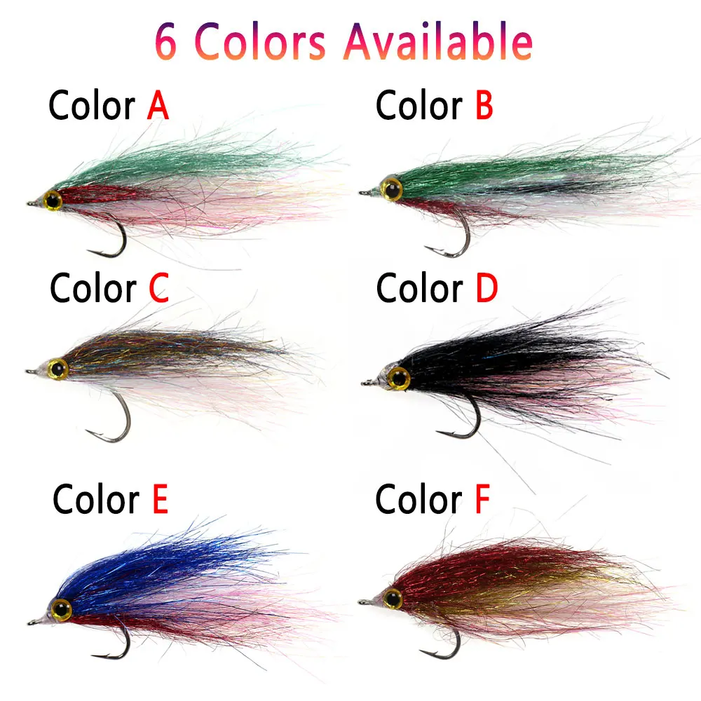 Bimoo, 4 Uds., hundimiento lento, molino herido, mosca larga, doblaje de hielo, pez cebo, Polar, freír, mosca, salmón, lubina, trucha, señuelos de pesca Steelhead - imagen 4