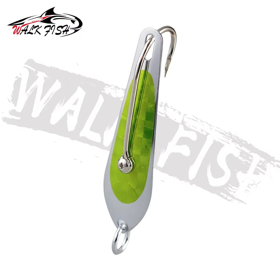 WALK FISH-señuelo tipo cuchara para pesca en aguas profundas, gancho individual con lentejuelas de acero inoxidable, placa de hierro, aparejos de pesca de Metal, 8cm, 13g, 1 Uds. - imagen 2