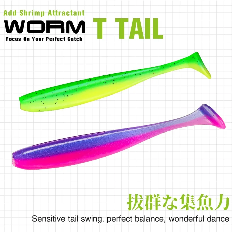 TSURINOYA, nuevo tamaño, 88mm, 3,6g, cola en T, señuelos blandos de gusano, fácil brillo, cebos blandos artificiales, olor añadido para Wobblers de pesca de lubina - imagen 5