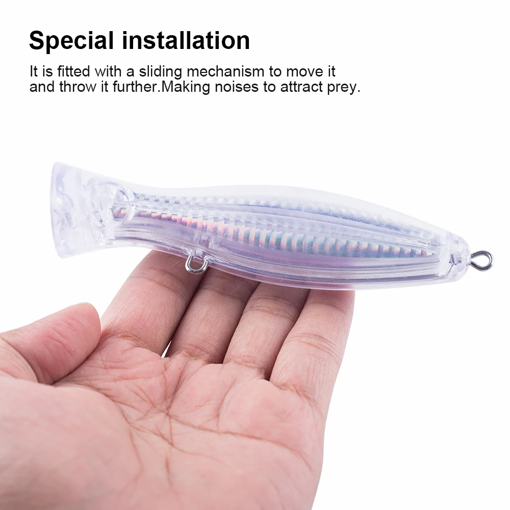 Hanlin-Señuelos de Pesca de plástico duro, 5/10 piezas, 12CM, 36G, Popper grande, lámina en blanco, cebos de superficie sin pintar, aparejos de pesca - imagen 4