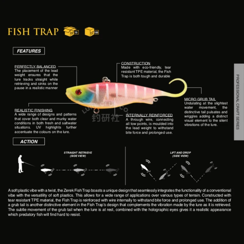 Nuevo hueso hueso ZEREK suave VIB señuelo cebo paquete plomo pescado gota lejana negro Pit Sea perca labio boca señuelo suave - imagen 5