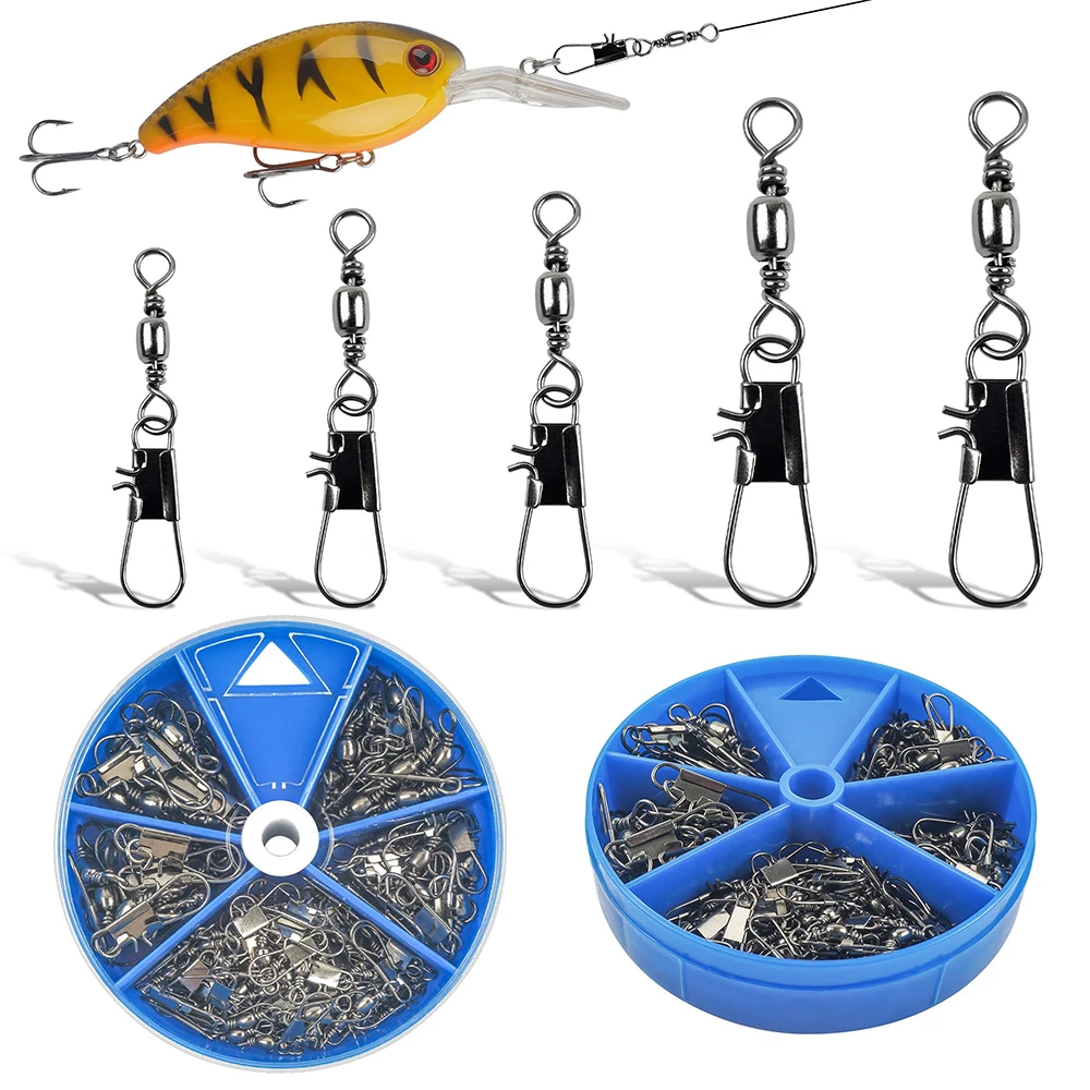 Kit de broches giratorios de pesca de barril, 100 Uds., giratorios de barril con broches de seguridad, conexión rápida, accesorios de aparejos de pesca giratorios