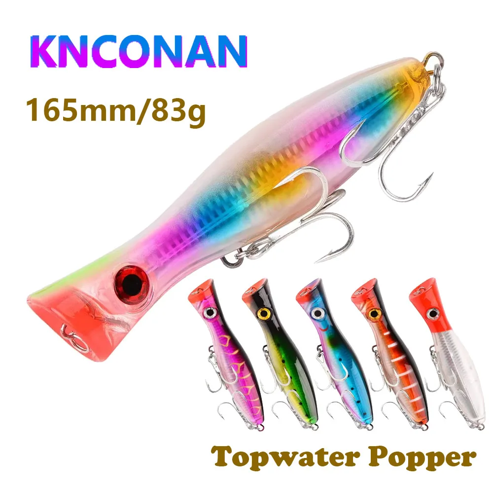 KNCONAN 165mm 83g Señuelos de Pesca Popper grande Twitch Wobbler cebos duros artificiales superficie de curricán de agua salada Swimbait de agua superior