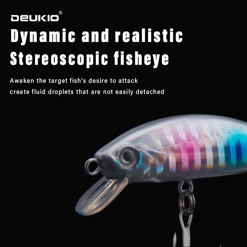 Señuelo de pesca DEUKIO, cebo de natación, pececillo, Mini manivela, cebo oscilante, cebo Artificial para lubina, perca, Lucio, pesca de trucha - imagen 5