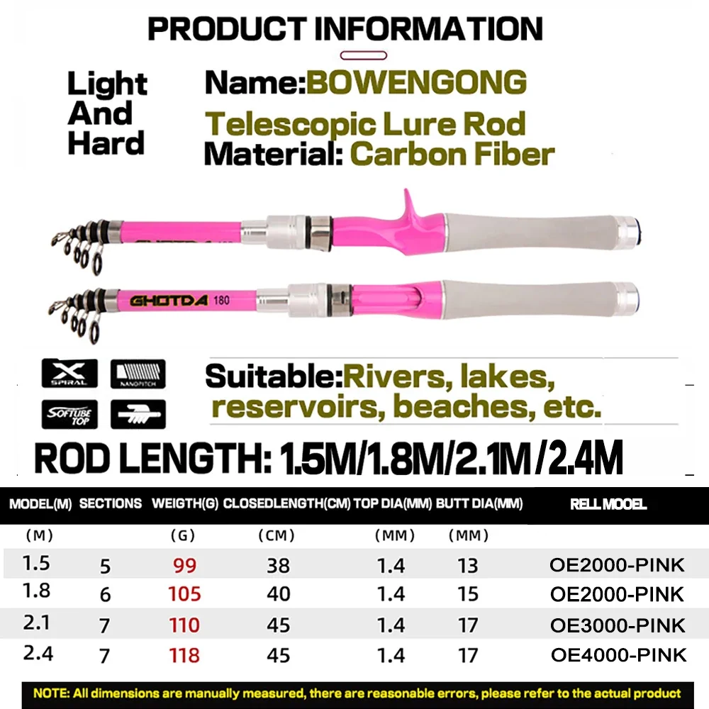 Caña de pescar telescópica portátil, 1,5-2,4 m y carrete Combo 2000 3000 4000, Kit completo con anzuelo de cebo, accesorios de pesca - imagen 5
