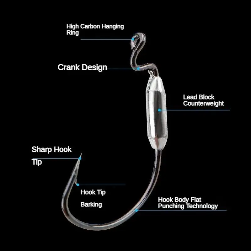 Anzuelo de pesca ponderado, 5 uds., 2g/2,5g/3g, anzuelos de pesca para lubina, señuelo suave, anzuelos de gusano para agua dulce - imagen 2