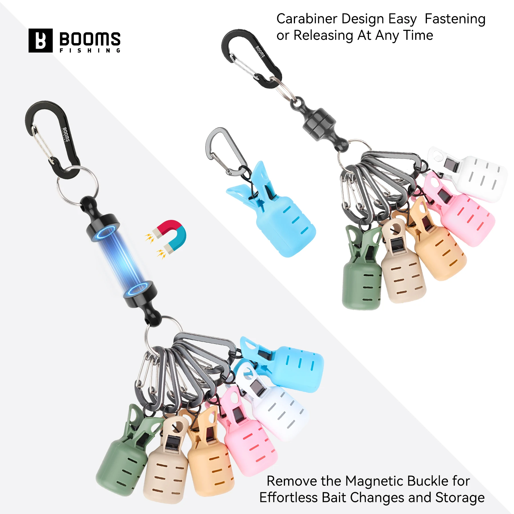 Booms Fishing HC1 Kit Protector de cebo de plantilla de calamar 5cm 6 uds anzuelos de pulpo mosquetón de funda de cebo con hebilla accesorios de herramientas de pesca - imagen 3