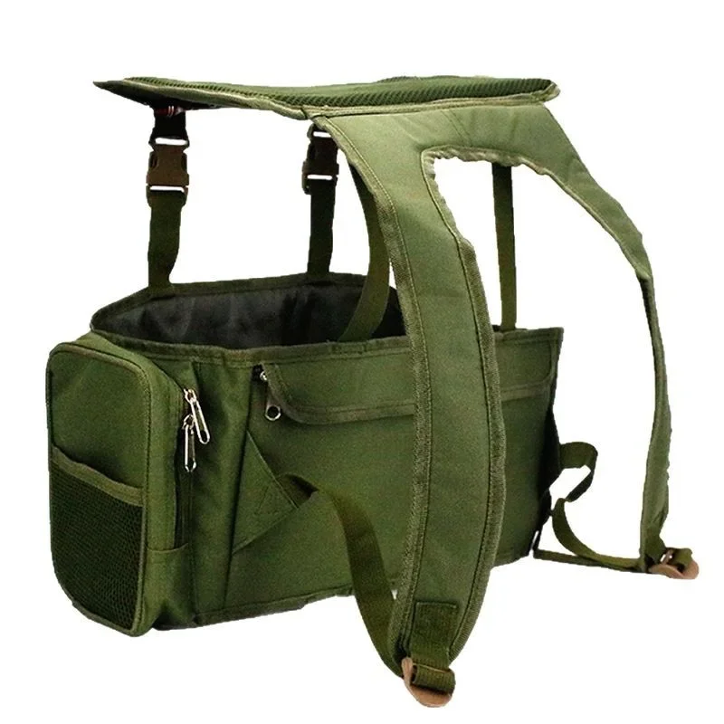 317 # Bolsa de arnés verde para pesca en el mar de carpa, mochila, bolsillo convertidor para todos los asientos, cajas de aparejos de dos capas - imagen 4