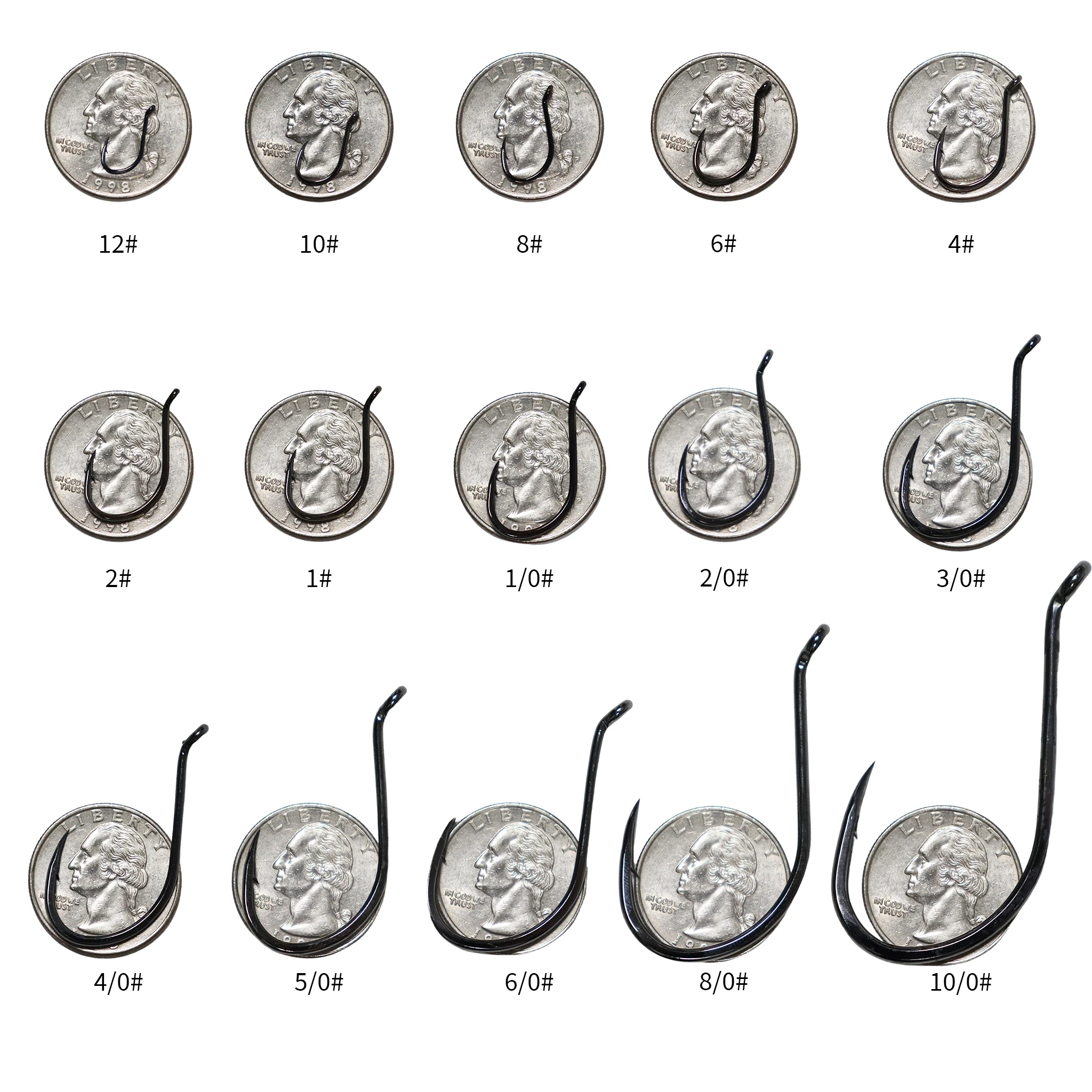 ZYZ-anzuelos de pesca con pico de pulpo, 3 ~ 15 Uds., acero rico en carbono, 15 tamaños, anzuelos de pesca de mar o agua dulce, anzuelos de pulpo negros afilados - imagen 5