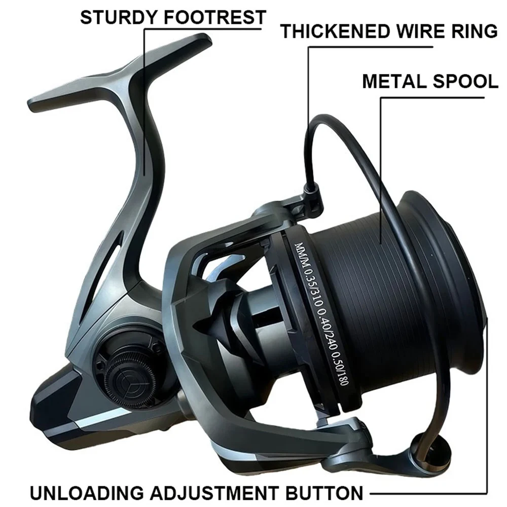 Carretes de Pesca giratorios grandes 9000 12000 14000 carrete de arrastre 20KG carrete potente agua dulce agua salada juego grande Pesca de Surf - imagen 3