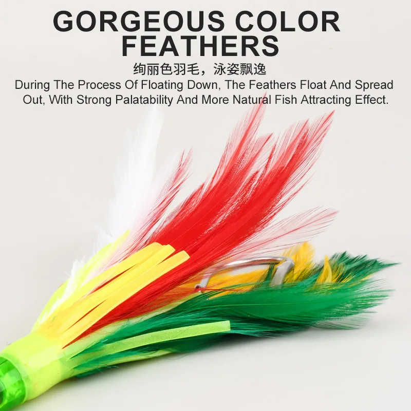 TR008 Soft Octopus Squid Skirts Fishing Marlin Tuna Lures 6.5inch 46g Deepsea Big Game Sea Bird Trolling Feather Bait - imagen 3