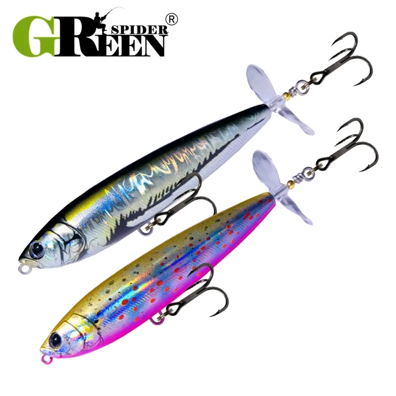 GREENSPIDE Señuelo Topwater con Hélice para Lubina-Acción Superficial