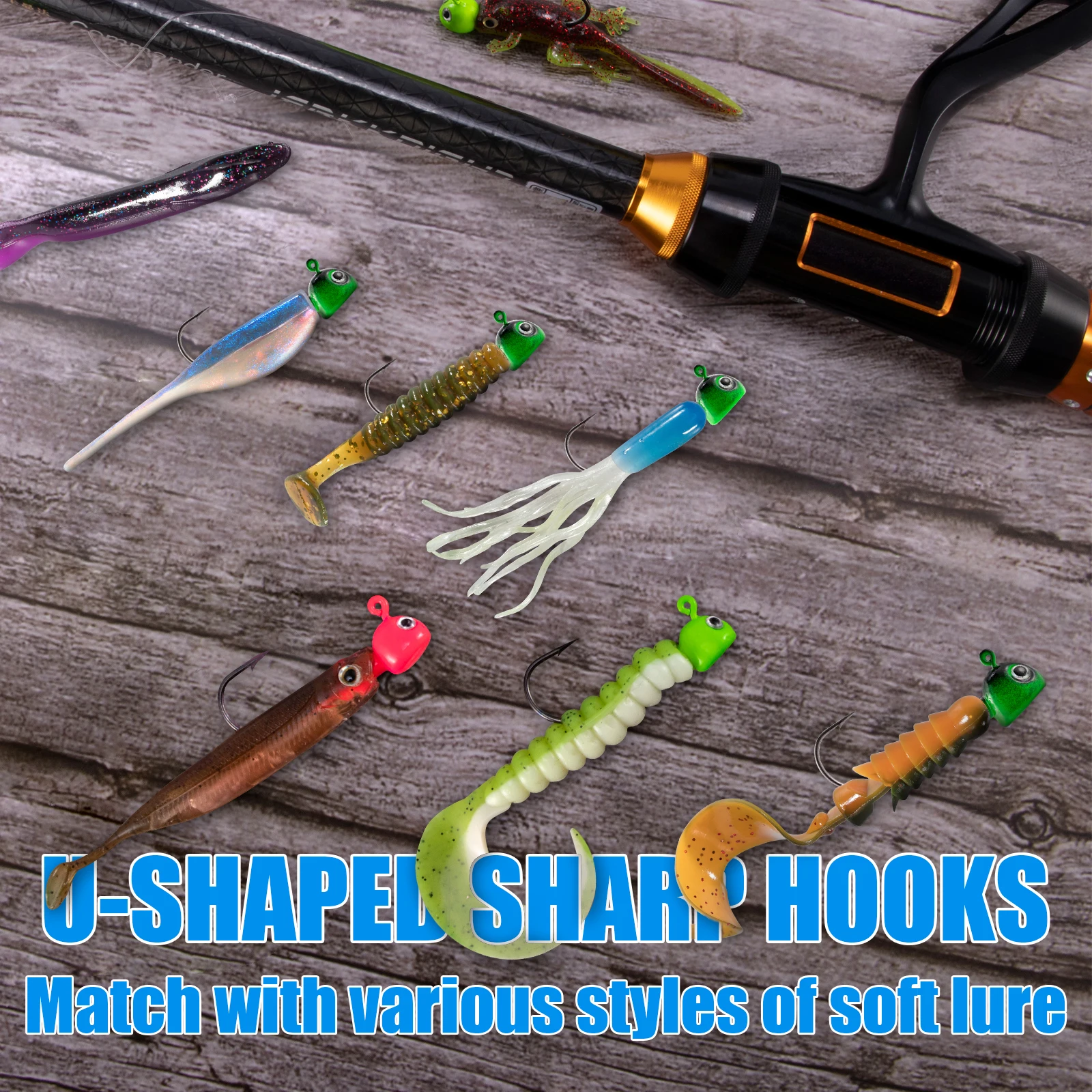 Walleye-Kit de anzuelo con ojos 3D, cabeza de plantilla de pie, Swimbait, cebo de fondo plano, señuelo de gancho, agua salada y dulce, 20 piezas - imagen 4