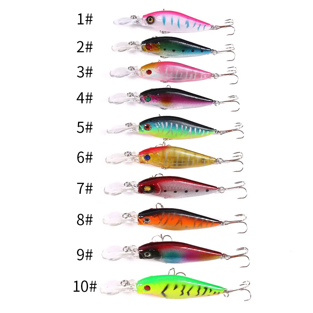 Vista lateral del señuelo minnow con acabado realista