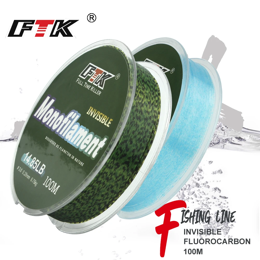FTK-sedal de pesca Invisible, hilo de monofilamento de carpa, súper fuerte, hundimiento, 100mm-0,20mm, 4.13LB-34.32LB, 0,50 m