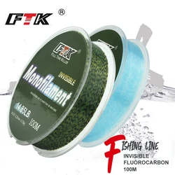 FTK-sedal de pesca Invisible, hilo de monofilamento de carpa, súper fuerte, hundimiento, 100mm-0,20mm, 4.13LB-34.32LB, 0,50 m
