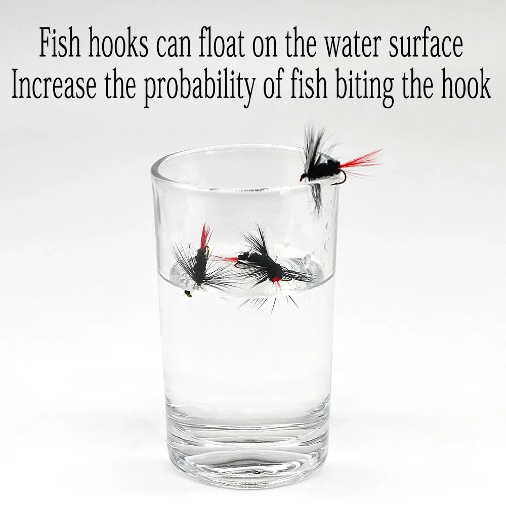 MNFT-señuelo giratorio para pesca de trucha, 10 piezas, cuerpo negro, alas blancas, mosca seca, Buggs, lubina, tamaño 10 - imagen 5