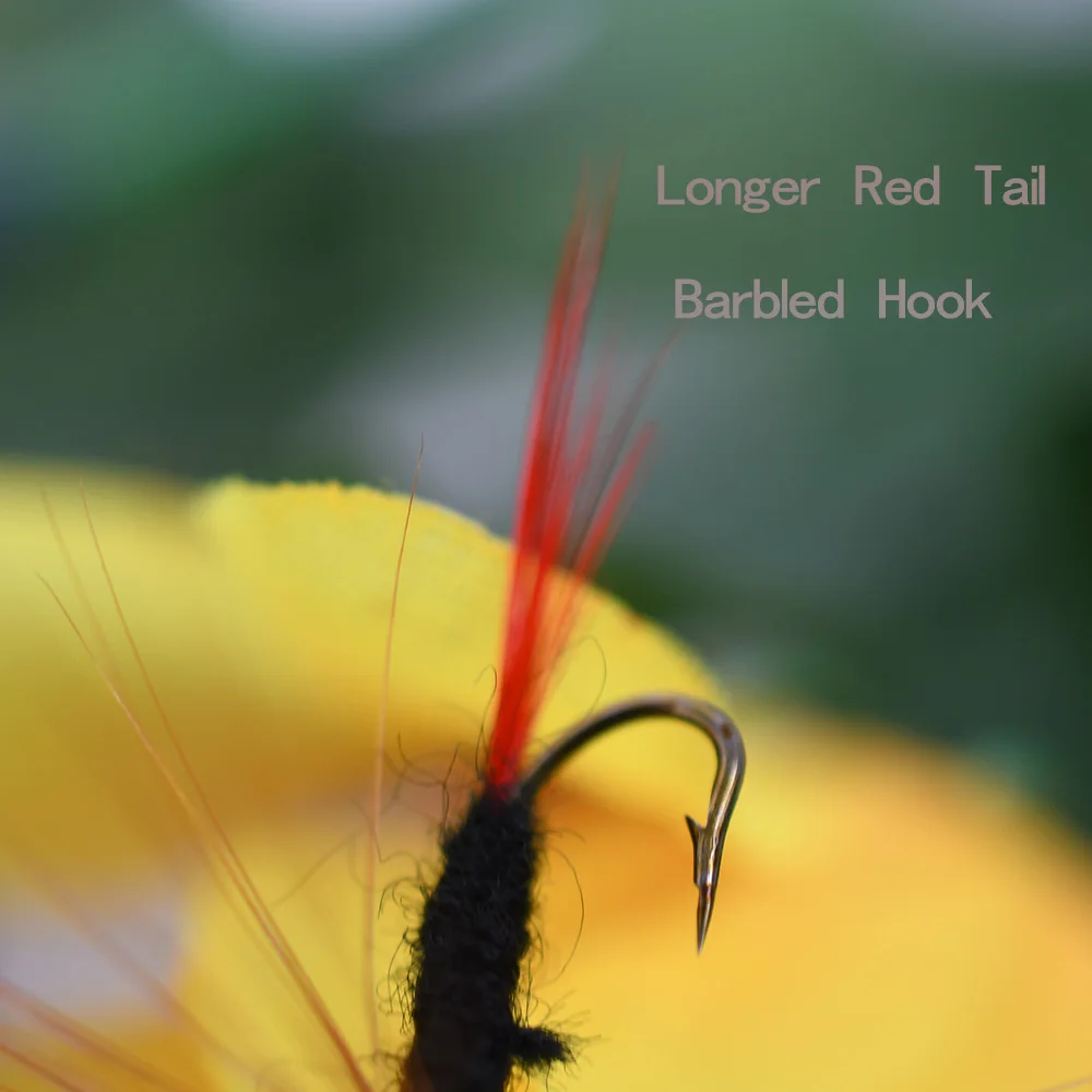 MNFT 10 piezas 12 #   Barba marrón puede mosca cola roja pesca húmeda mosca trucha cebo moscas - imagen 5