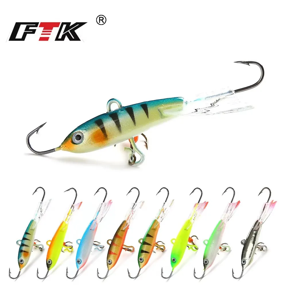 FTK-señuelo para pesca en hielo, 12g/6,7 cm, plantilla de invierno, cebo duro equilibrador, ojos 3D, anzuelos de pesca, aparejos de señuelo duro de plomo