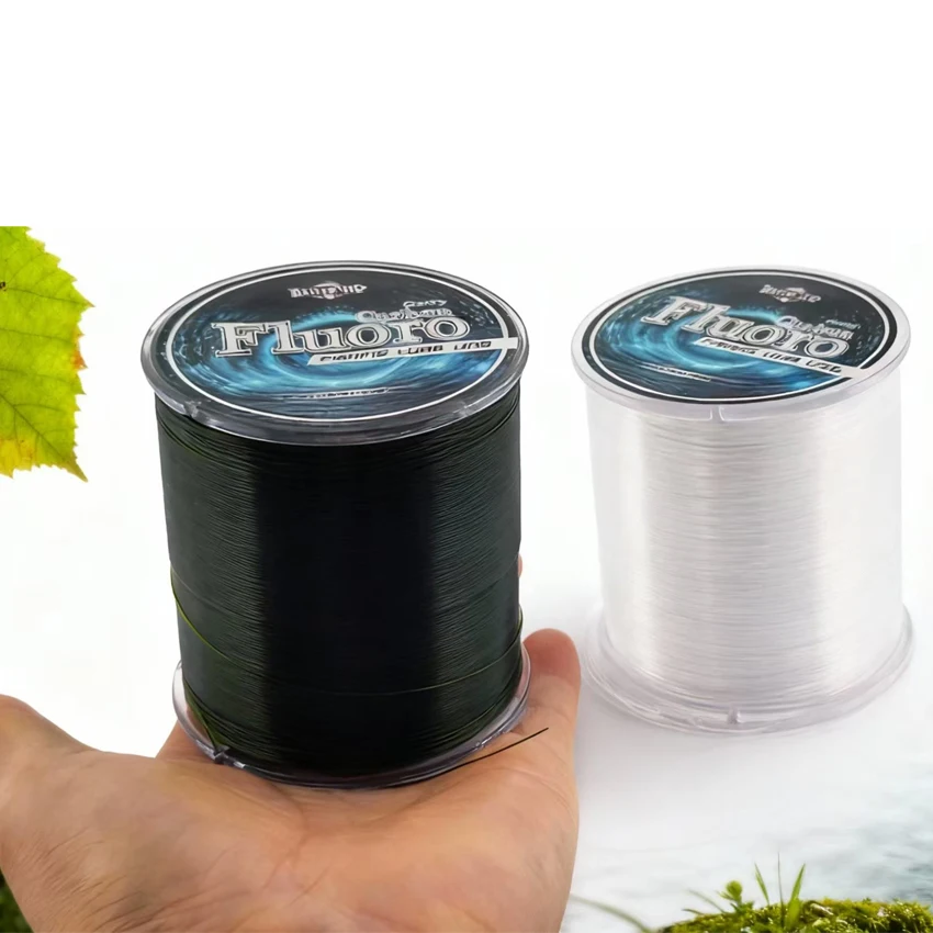 Línea de pesca líder de fluorocarbono 100% de 500m, línea de fibra de carbono fluorescente japonesa, línea de hundimiento de monofilamento de 0,14-0,50mm, pesca en el mar