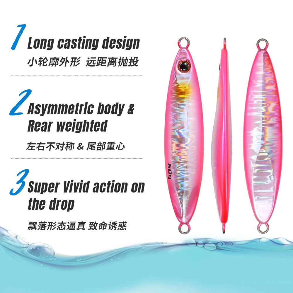 JIGGING PRO 20g 30g 40g 60g blatt lento fundido ancho largo Metal Jigs cebo de pesca Shore Jigging señuelo - imagen 3