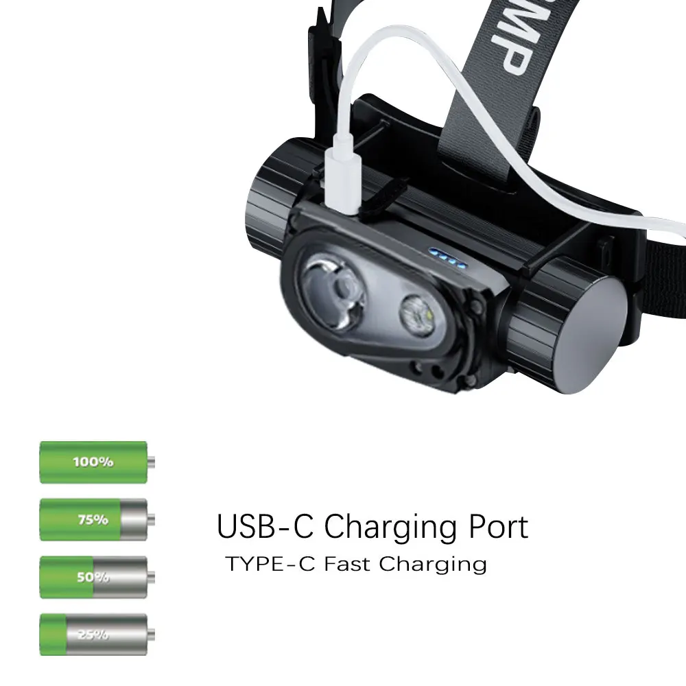 Linterna frontal LED blanca con sensor y USB tipo C - imagen 5