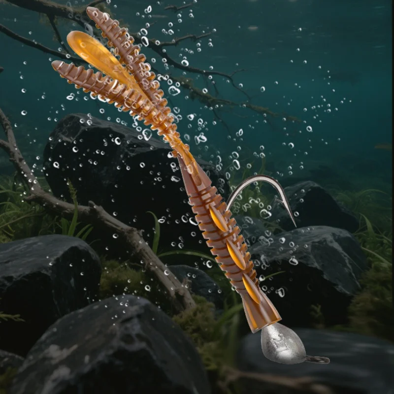 Anzuelos de cabeza de anzuelo de pesca NED, gancho de ángulo obtuso, barra de refuerzo 4X, señuelo de pozo negro, anzuelos de gusano de penetración rápida, doble púa antiapagado - imagen 2