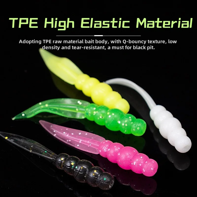 SENSEYE-Mini señuelos blandos de pesca en roca, cebos de goma, gusanos blandos, cebos artificiales de silicona, lubina, 35mm, 0,3g, 20 piezas - imagen 4