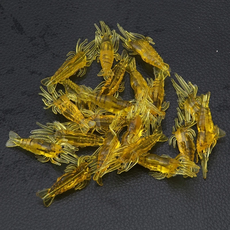 20 unids/lote cebos de silicona 4cm 1g señuelo de pesca suave cebo de camarón Artificial dorado sin gancho pesca en el mar pesca de invierno - imagen 5
