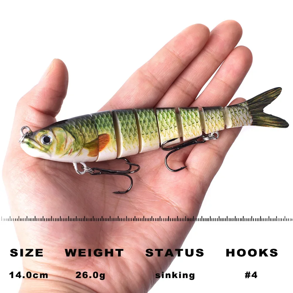 1pcs 14cm 27g Sinking Wobblers 8 Segments Fishing Lures Multi Jointed Swimbait Hard Bait Fishing Tackle For Bass Isca Crankbait - imagen 3