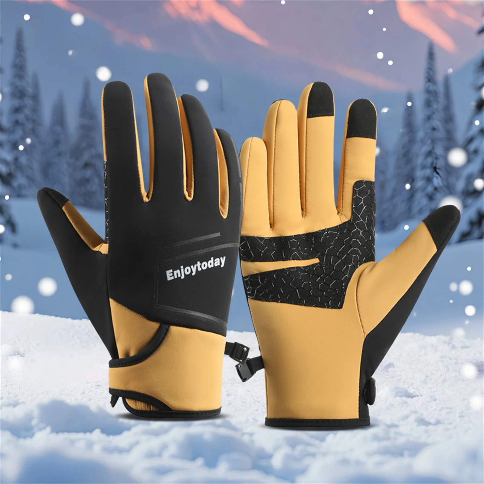 Guantes de pesca universales para invierno y otoño, guantes a prueba de viento para acampar, pescar, ciclismo, esquí, mitones de terciopelo engrosados - imagen 2