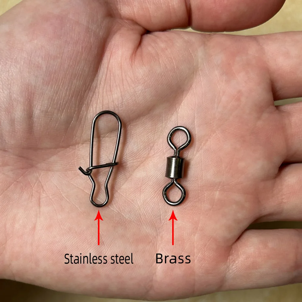 DNDYUJU 30 Uds conector de pesca inoxidable Pin rodamiento giratorio Snap para señuelo gancho aparejos de pesca accesorios herramientas - imagen 4