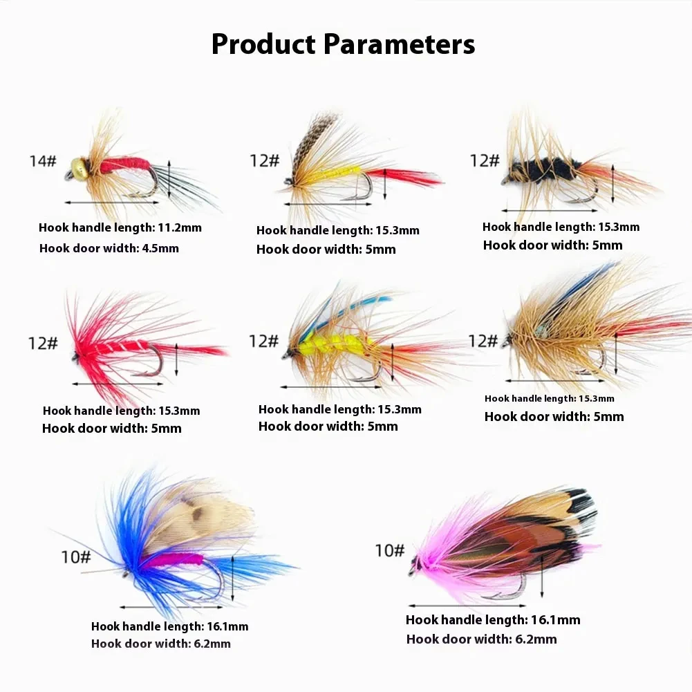 24 unids/caja Señuelos de Pesca con mosca insectos artificiales pesca moscas cebos para trucha carpa pesca señuelo conjunto caja - imagen 3