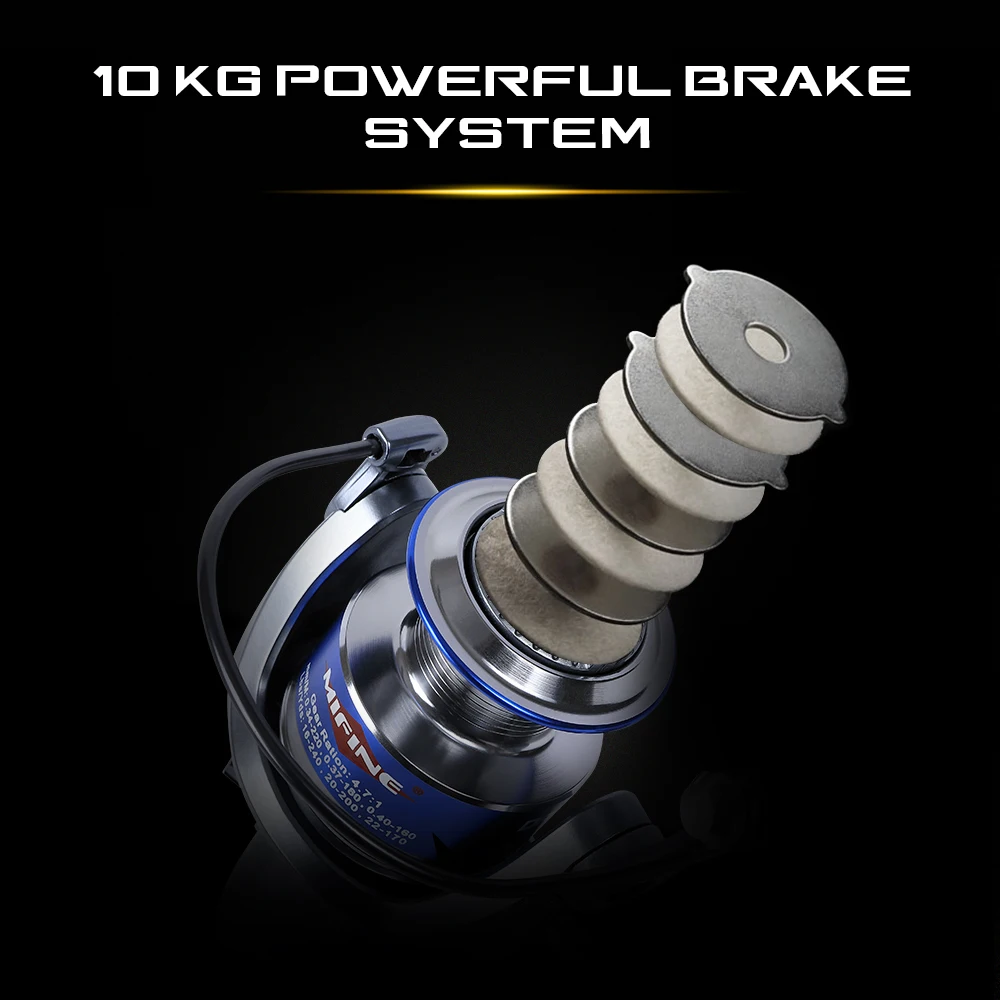 MIFINE DACE-Carrete giratorio para luz de lubina a 203G Tamaño 500-6000, 10kg Max Drag Rueda de pesca Accesorios aparejos de mar agua salada - imagen 2