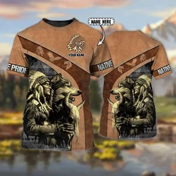 Camiseta personalizada con estampado de lobo nativo en 3D para hombre, camiseta a la moda con estampado completo, camiseta informal de calle Unisex de estilo veraniego TX286