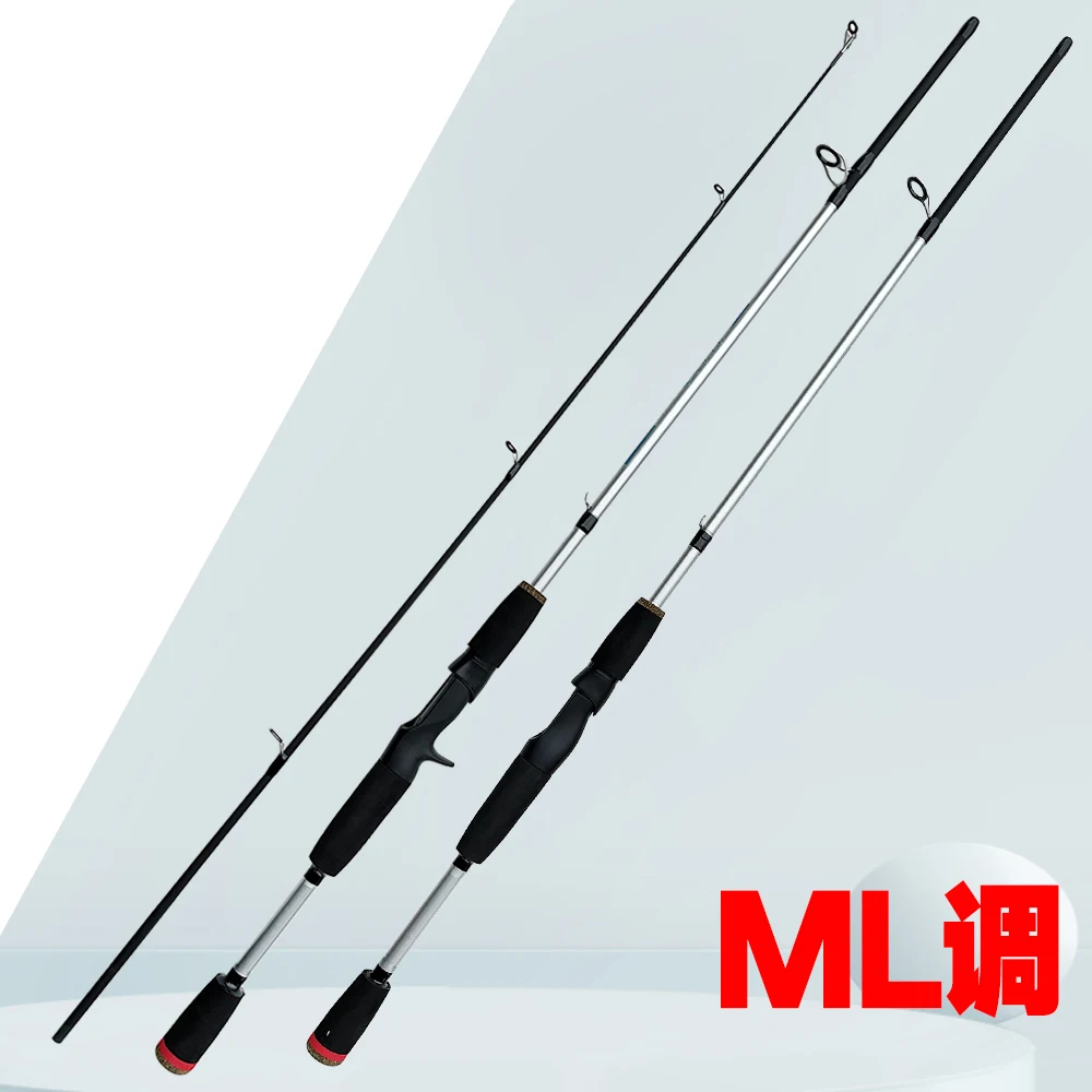 ML caña de pescar con mosca, cebo ultraligero, 2 secciones, 1,80 M, 1,65 M, fibra de carbono, carpa, lubina, portátil, ocio, viaje - imagen 3