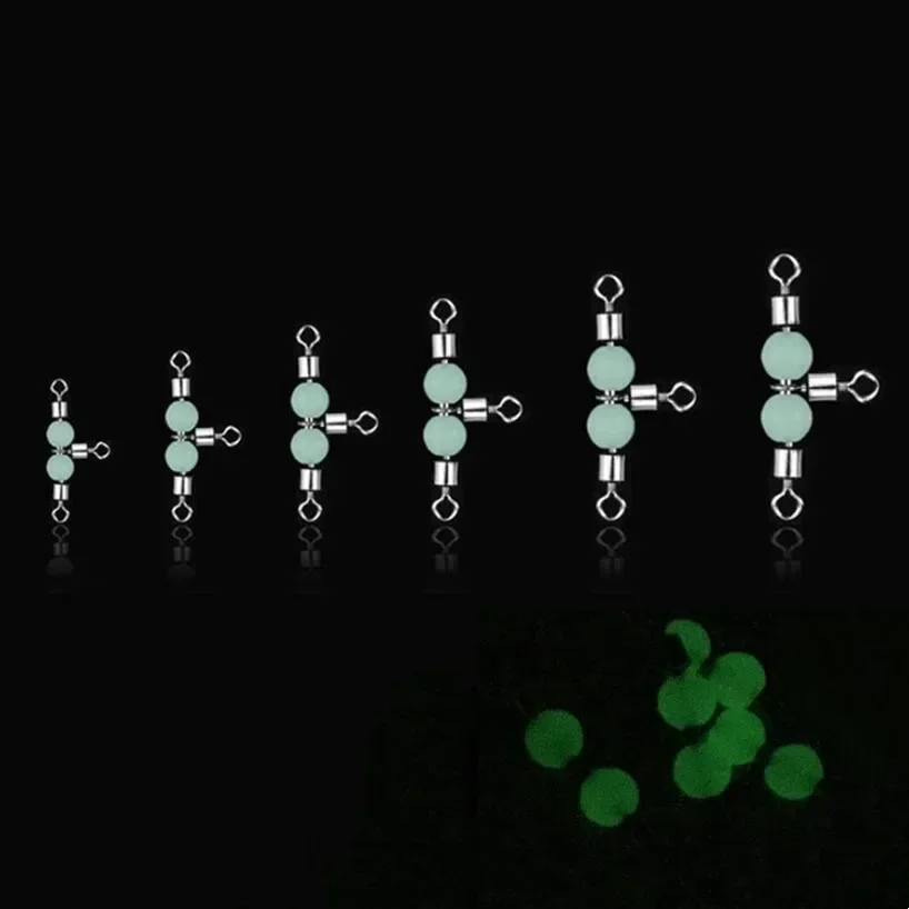 Hebilla de pesca giratoria de 8 caracteres, Accesorio luminoso tipo T, anillo giratorio de cuentas de 360 grados, gancho de pescado, Conector de línea de cebo, equipo de pesca - imagen 5