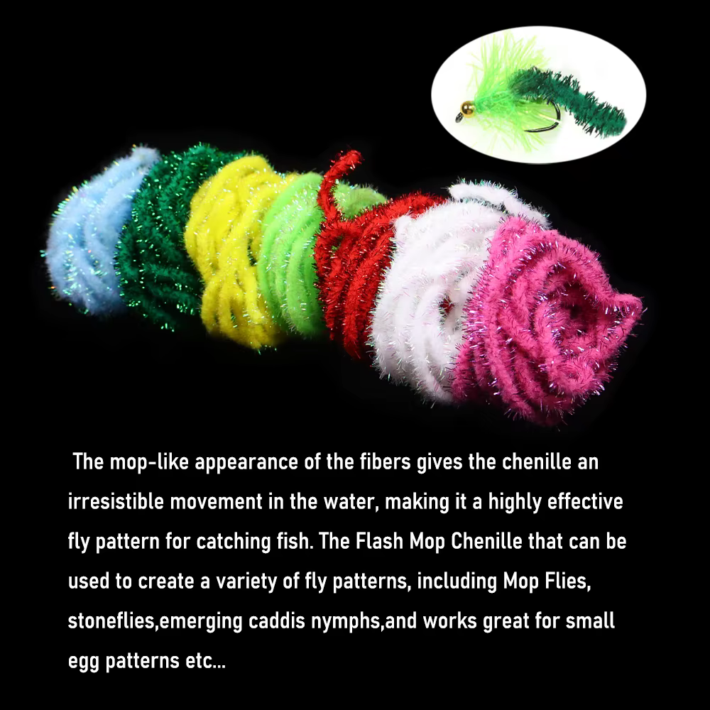Wifreo 6 ~ 8mm atado de moscas fregona moscas Flash chenilla pesca con mosca Material del cuerpo para piedra mosca emergente Caddis ninfas larvas señuelo - imagen 5