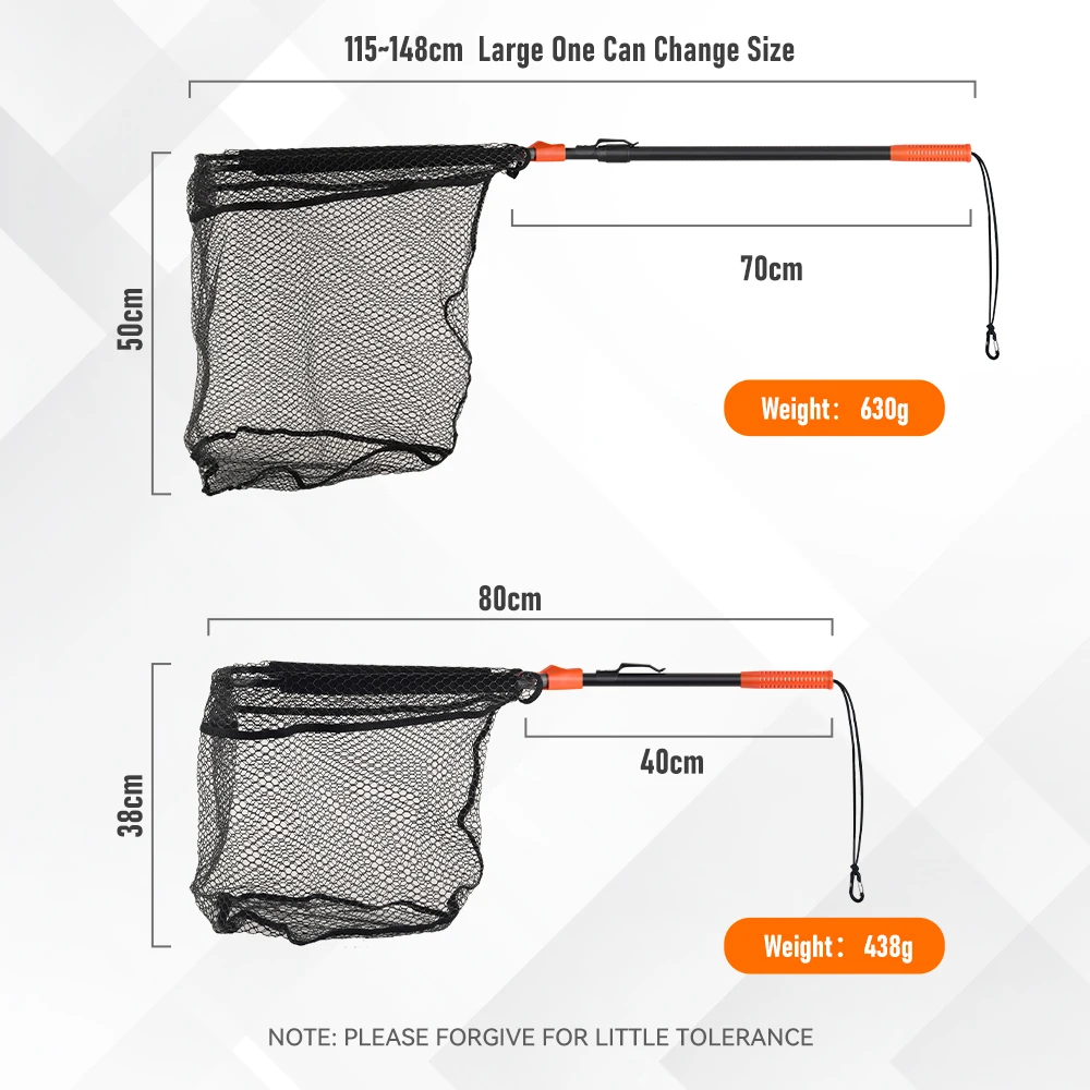 Red de pesca flotante Kingdom, 80cm, 115-148cm, aleación de aluminio ligera, nailon, red de panal, red de aterrizaje telescópica - imagen 3