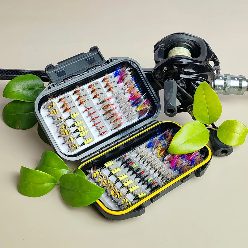 Kit de moscas de pesca con mosca surtido secas, húmedas y ninfas - imagen 3