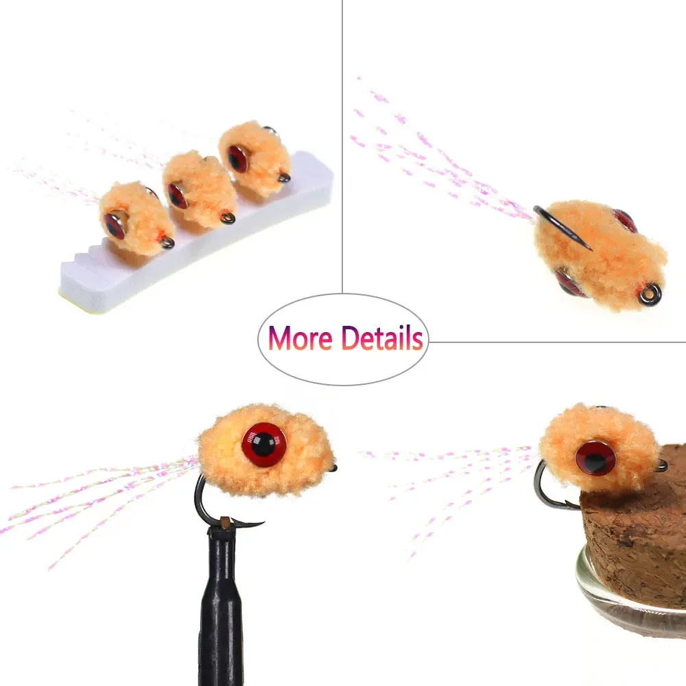 Bimoo 6/8/10 Uds. Cuentas de tungsteno de hundimiento rápido huevo mosca mancuerna ojos trueno huevo mosca Glo insecto mosca húmeda para trucha salmón Señuelos de Pesca - imagen 5
