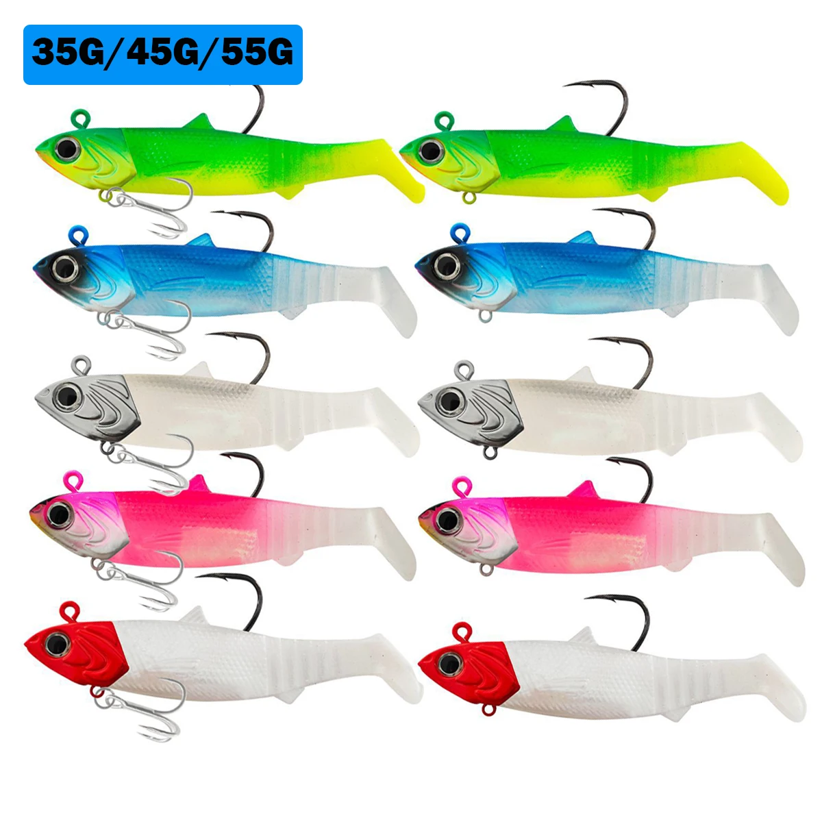 Señuelo de pececillo negro para pesca, 35g45g55g, cabeza de Jigging, cebo de silicona suave, Wobblers para Lucio, Leurre - imagen 3