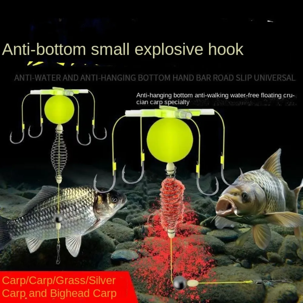Gancho de cuerda, jaula para cebo de pesca, acero al carbono, cuatro ganchos, alimentador de grupo, plomo, antienrollado, jaula para cebo de pesca afilada - imagen 4