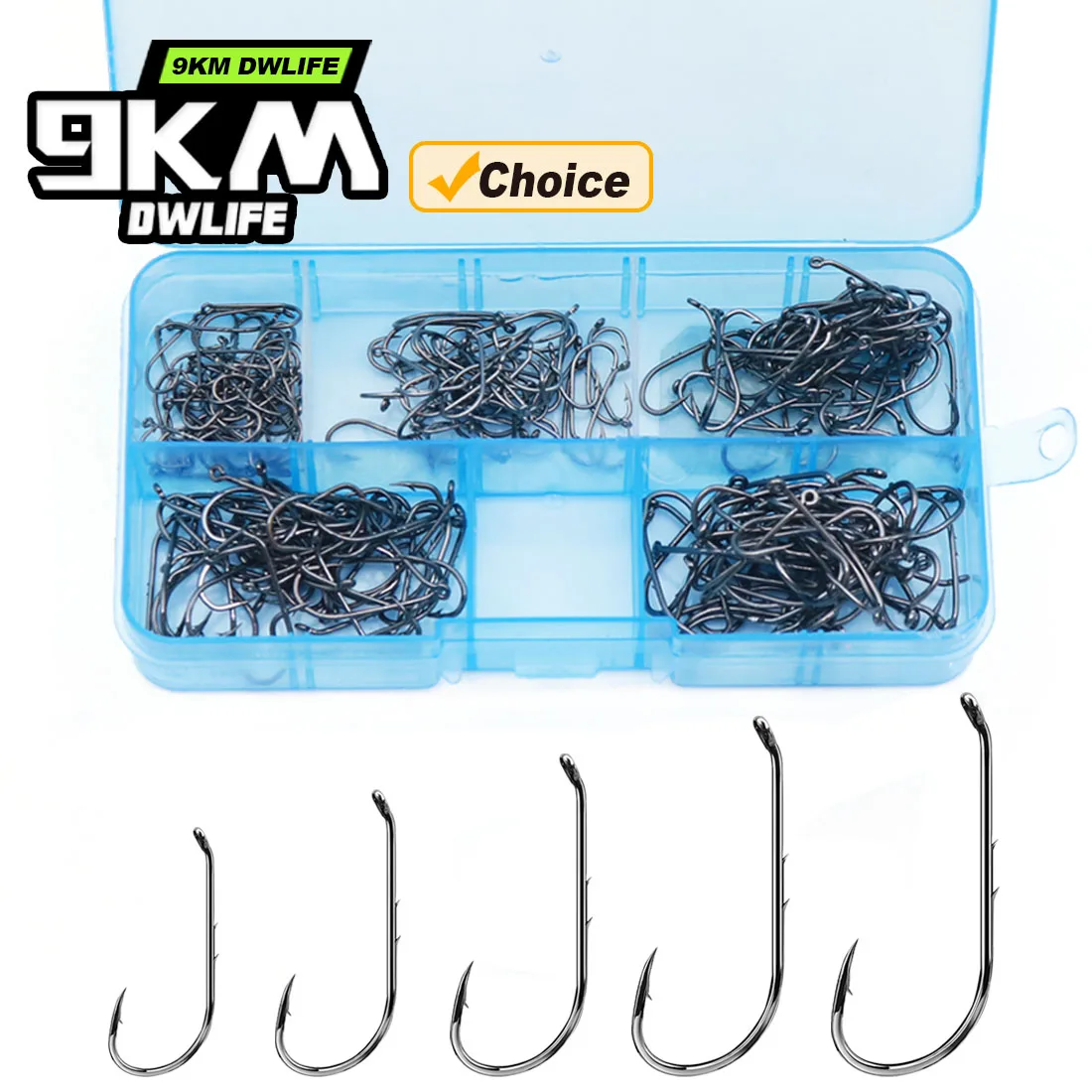Kit de anzuelo Baitholder de 9KM, 250 Uds., anzuelo de pesca de vástago largo con doble púas, anzuelo compensado, ojo hacia abajo para cebo vivo suave, pesca en agua salada - imagen 2