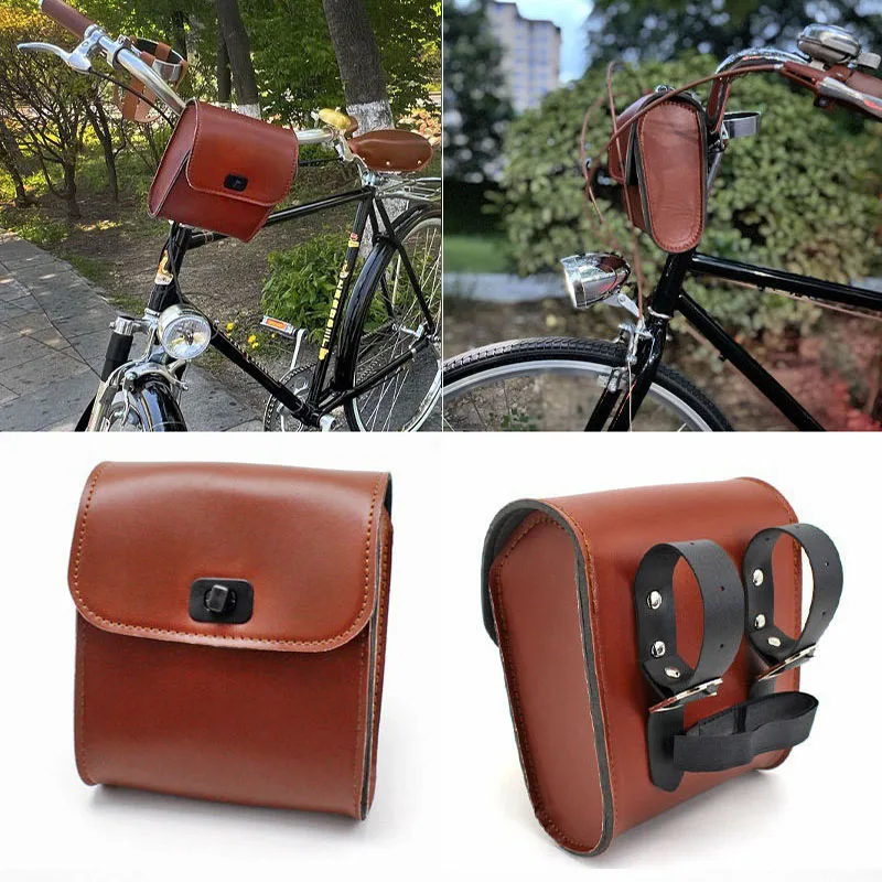 Bolsa colgante delantera para bicicleta eléctrica, motocicleta, Scooter Eléctrico, bolsa de almacenamiento Retro impermeable, bolsa colgante Universal para manillar - imagen 4